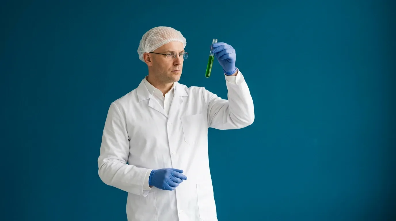 Laborant prüft ein Reagenzglas